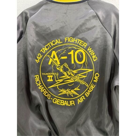 Vtg 442 Tactical Fighter Wing Sq Jacket Men’s Satin Pla-Jac Richards Gebaur Air - Picture 2 of 10